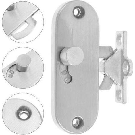 Verrou de porte coulissante à angle droit à 90 degrés de porte coulissante avec boucle de verrou de porte avec vis , pour garage, jardin, salle de bain, armoire, cuisine,grange (1/4)