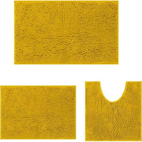 Ensemble 3 Pièces Tapis De Bain, Chenille Douce, Base Antidérapante, Pour Salle De Bain (1/5)