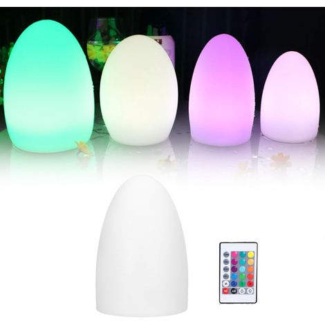 Lampe de table LED RGB en forme d'œuf, 16 couleurs, télécommandée, veilleuse LED, éclairage d'ambiance pour table de bar, karaoké ou salle à manger. (1/5)