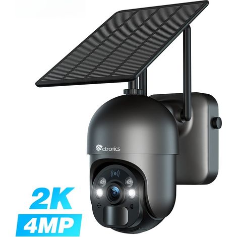 Caméra de Surveillance Extérieure WiFi Solaire 4MP, Sans Carte SIM, PTZ 360°, Batterie 10000mAh, Vision Nocturne, Détection Humaine, Suivi Automatique, Caméra Sans Fil (1/5)