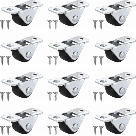 Lot de 12 Mini Roulettes pour Meubles 13mm (0,5 Pouce) - Roulettes Fixes Silencieuses en Caoutchouc avec Vis - Idéal pour Tiroirs, Caisses de Rangement et Petits Meubles (1/5)