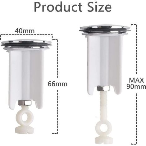 Tappo universale per lavabo da 40 mm – Tappo di ricambio a scomparsa in plastica resistente, compatibile con tutti i lavabi del bagno.