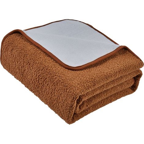 Couverture chauffante plaid électrique fibre carbone infrarouge lointain 9 réglages minuterie 12h marron (1/4)
