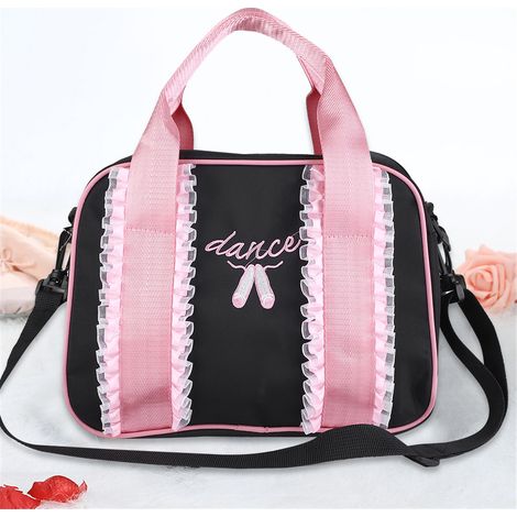 Sac à dos de danse pour enfants - Sac bandoulière sportif fille avec poche à fermeture éclair (Noir)