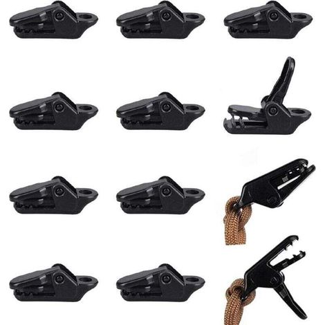 Clips de Bâche en Plastique - 50 Pinces Tente Snaps pour Camping Canopy Noir (1/4)