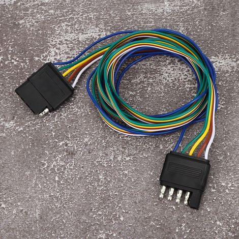 Connecteur plat à 5 broches, rallonge de faisceau de câblage de 183 cm (72 po) avec fils à code couleur, type américain, pour caravane ou camping-car. (1/5)