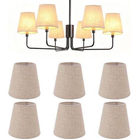 6 Pièces Abat-jour, 9 x 14 x 13 cm Couvercles de Lumière Modernes, Abat-jour en Tissu de Lin à Pince, Utilisation Bonne Dissipation de la Chaleur, Couvercle de Lampe Exquis pour Ampoules Murales (1/5)
