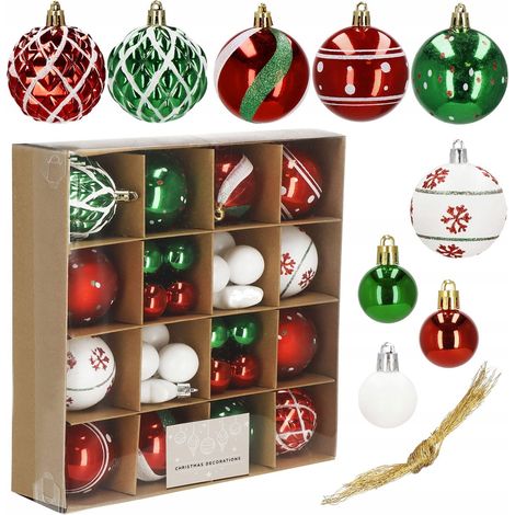 BAUMKUGELN FÜR DEN WEIHNACHTSBAUM GESTECK 42STK WEIHNACHTSSET UNZERBRECHLICH AUFHÄNGER