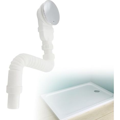 Bonde de douche 90 mm - Siphon plat avec siphon de douche extra plat - Avec couvercle en chrome - Évacuation de douche plate (1/5)