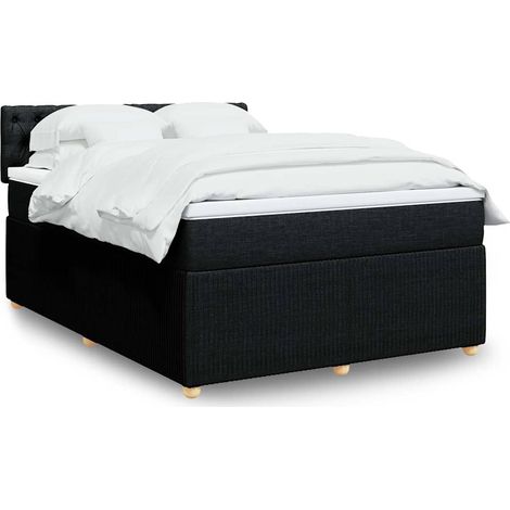 Boxspringbett mit Matratze Schwarz 140x200 cm Stoff