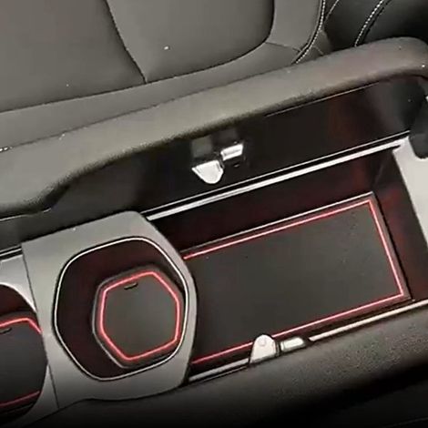 1 set. Color: Black + Red. Material: PVC. Car door groove mat, center cup holder modification, dustproof. (1/5)