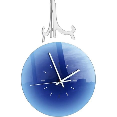 Horloge Murale Poser Ronde en Acrylique, Décoration Intérieure Effet Dégradé Coucher de Soleil, Horloge Silencieuse Résistante à l'usure pour Salon, Bureau et Chambre, Design (1/5)