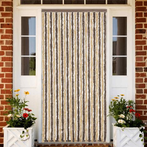 Tenda Antimosche Marrone Scuro e Beige 100x220 cm in Ciniglia vidaXL