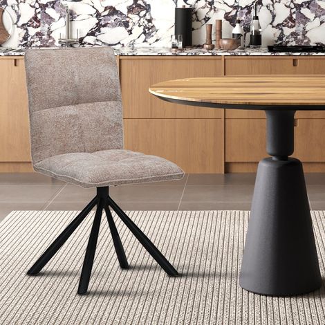 Chaise pivotante en tissu beige KAJA (lot de 2) (1/5)