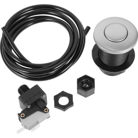 Bouton pneumatique, inox, argenté, pour broyeur de déchets (1/5)