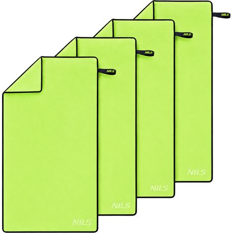 Asciugamano in microfibra, verde-nero, 140x70 cm, confezione da 4 (1/5)