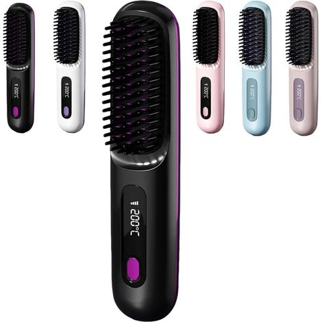 Brosse Coiffante Cocoony Cheveux Courts. Brosse Lissante Rechargeable Portable. Chauffage Rapide 20s. Réglage de la température en 3 étapes.Pour Coiffage Quotidien & Voyage (Noir) (1/5)