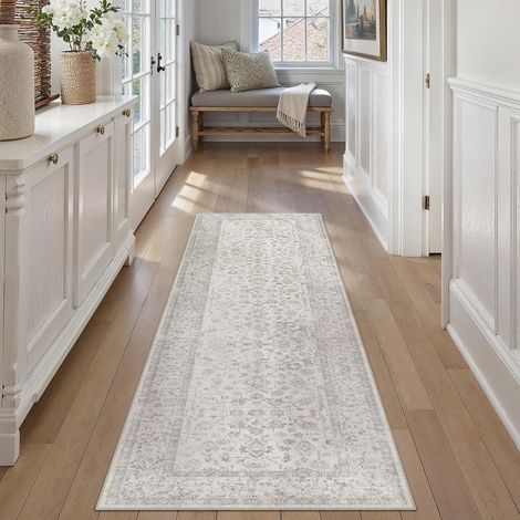 Tapis de Cuisine Gris 60x180cm Antidérapant Lavable Couloir Descendre de lit Chambre Salle de séjour Bureau Long Carpet Poil Court Doux (1/5)