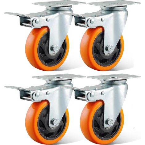 SABIR roulettes de meubles avec frein, roulettes pivotantes 100 mm, roulettes pour charges lourdes 600 kg, roulettes pour meubles, roulettes de transport, établi, chariot à outils (1/5)