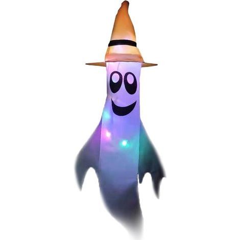Manches à air fantômes d'Halloween avec guirlandes lumineuses LED - Décorations fantômes suspendues pour Halloween et jardin (1/5)
