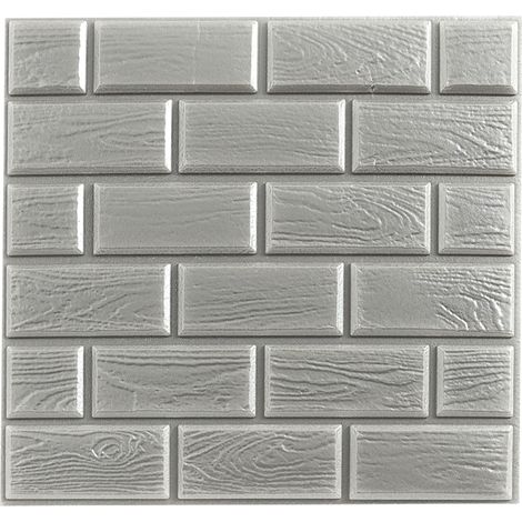 PE Mousse 3D Brique Mur Autocollant Auto-adhésif Panneaux Bricolage étanche Argent (1/5)