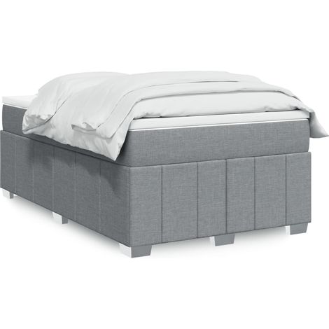 Boxspringbett mit Matratze Hellgrau 120x200 cm Stoff