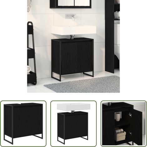 Holzschrank -  Badezimmerschrank mit Tür Schwarz Eichen-Optik 60 x 30 x 60 cm (1/5)