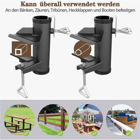Pince de fixation pour parasol à friction - Adaptable sur balcon, balustrade et table - Installation sans perçage (1/4)