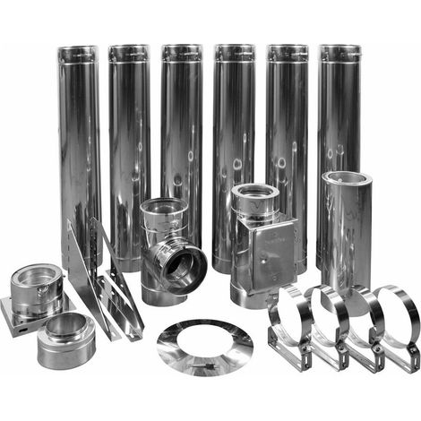 Set de base conduit fumée double paroi diamètre 130 mm pour tous les foyers standard