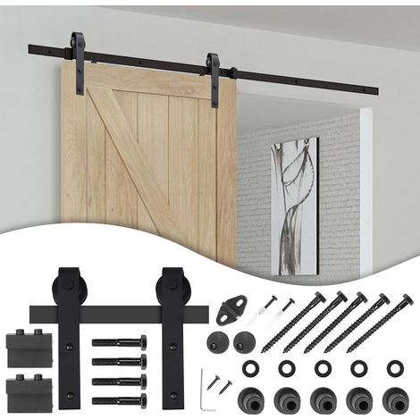 SWANEW Sistema di porte scorrevoli Set di accessori per binari a pavimento in legno Binario per porte a rulli in vetro 150kg Pfeil 200cm (1/5)