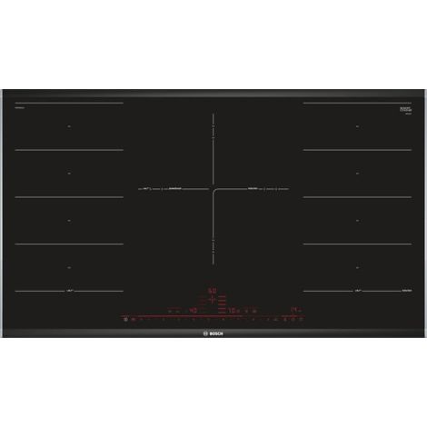Bosch Serie 8 PXV975DC1E. Colore del prodotto: Nero, Posizionamento dell'apparecchio: Da incasso, Dimensione della larghezza del piano cottura: 90 cm. Tipo di controllo: Touch, Posizione di control... (1/4)