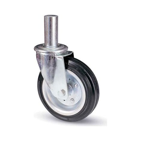 RUOTA A FORCELLA TUBI INNOCENTI 80BI AVO  A/ZINCR/GOMMA NERA MM 200X50 PERNO GIR MM 40X190