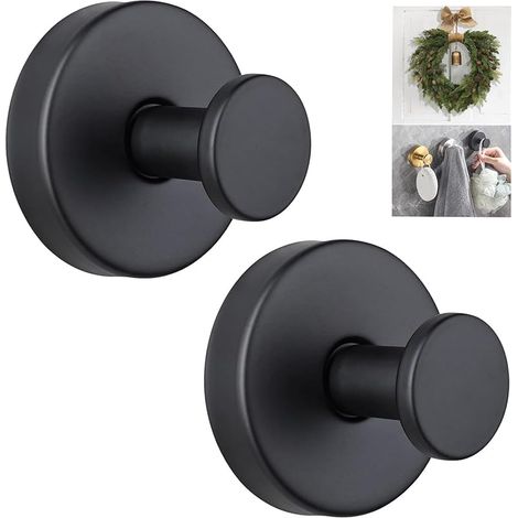 Support de couronne à ventouse, crochets de suspension de 6,8 kg, support de couronne à ventouse étanche pour fenêtres (noir, 2) (1/5)