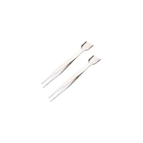 Set aus 2 praktischen Edelstahlpinzetten mit diamantbesetztem Löffel für Strasssteine, Edelsteine, Kristalle und Perlen - Crezuo (1/4)