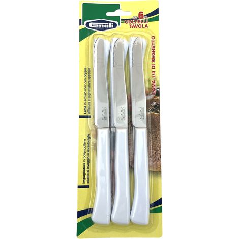 Gnali coltello tavola set 6 pezzi bianco 11cm metà seghetto