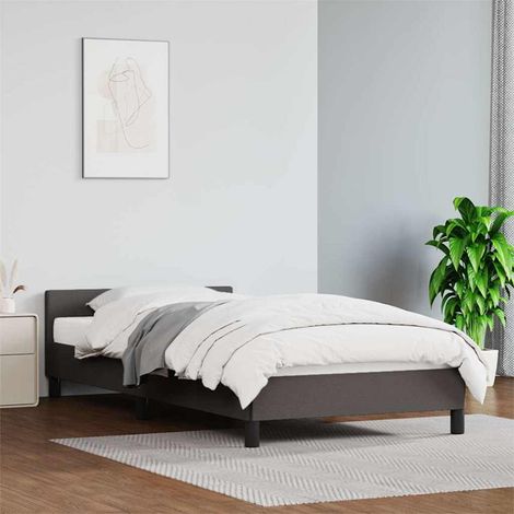 Estructura de cama con cabecero sin colchón gris 90x190 cm (1/5)