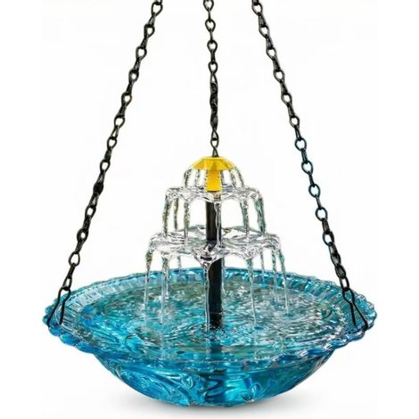 Fontana per uccelli ad energia solare - Cascata sospesa - Plastica resistente agli agenti atmosferici - Adatta per la decorazione di giardino e patio - 1 pezzo (1/4)