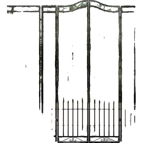 Puerta de jardín, de hierro forjado, fácil montaje, color negro. (1/2)