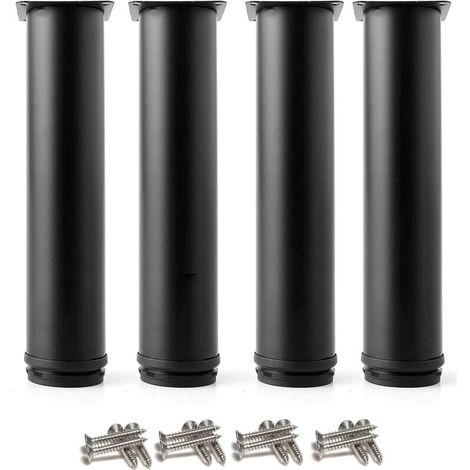 verstellbare schwarze Beine, 200 mm Höhe, verdickte Schrankbeine, Tischbeine, Möbelbeine, Edelstahl, höhenverstellbar 0-15 mm, inklusive Edelstahlschrauben