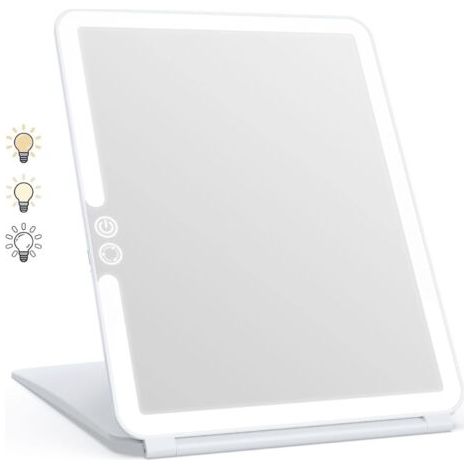 BUNTHAUS Miroir Maquillage, Miroir Maquillage Lumineux avec 72 Lumières LED, 2000mAh USB Rechargeable Miroir LED, Écran Tactile Miroir de Voyage (Blanc) (1/5)