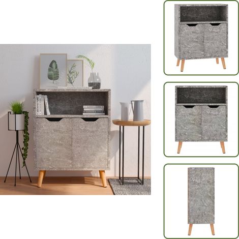 Buffet gris béton 60x30x72 cm bois d'ingénierie - Buffet - Meuble TV - Rangement - Commode - Mobilier Moderne (1/5)