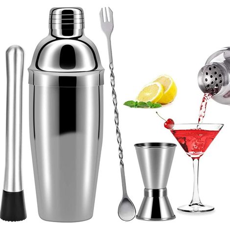 4-teiliges Cocktailshaker-Set, 750 ml Cocktailshaker-Set aus Edelstahl, professionelles Barkeeper-Set (1/5)