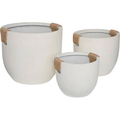 Lot de 3 Pots en Magnésie "Sien" 47cm Blanc