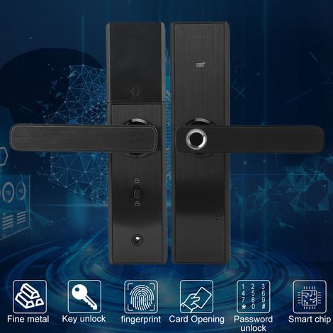 Serrure de Porte Empreinte Digitale, 4 en 1 Serrure de Porte Intelligente de Sécurité Électronique avec Empreinte Digitale/Carte/Mot de Passe/Clé Déverrouille Serrure de Porte Anti-vol Étanche.. (1/5)