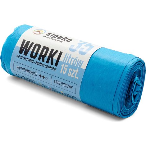 Sacs poubelle bleus 35 l en PEBD, lot de 15 (1/5)