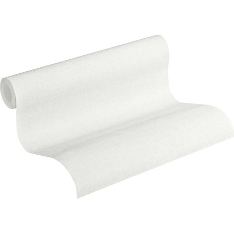 Papier peint lin blanc gris Papier peint non-tissé uni avec structure lin, discret Papier peint blanc (1/5)
