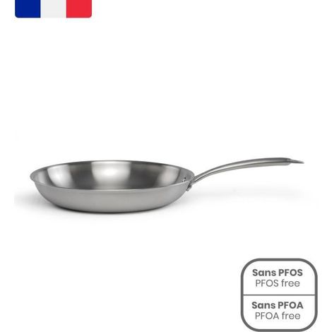 Brigade - Poele en acier inoxydable 20 cm - LIVOO - MEP157 - Acier inoxydable Triply - Tous feux dont induction - Made in France