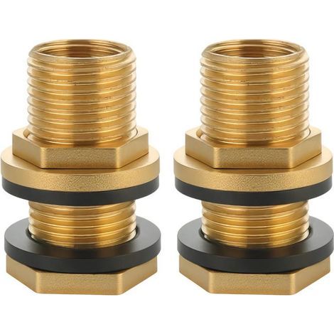 Brass Rainwater Tank Fitting – 2 Pieces, G3/8" to G1/2", With Rubber Seals Included (1/5)