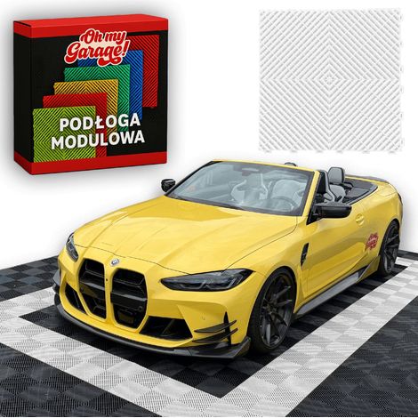 Dalles de sol modulaires puzzle 40x40 pour garage, atelier et finitions automobiles (blanc) (1/5)