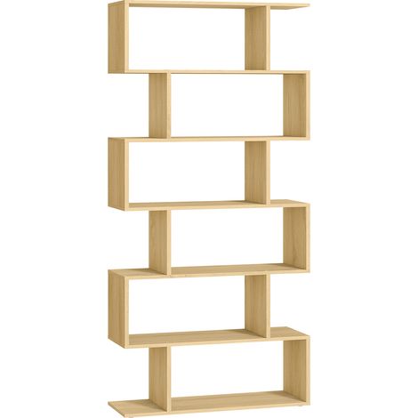 Vasagle – Bibliothèque étagère 6 niveaux – Panneaux d’aggloméré couleur chêne naturel – Dimensions 24 x 70 x 191,6 cm – Capacité 10 kg par compartiment